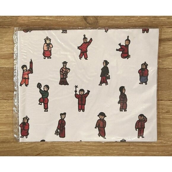 Chinese Asian Characters People Gift Wrap Paper (4) Sheets Heavier Weight - Picture 1 of 2